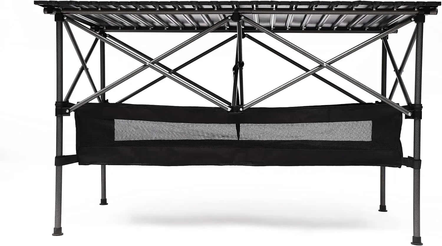 1-Piece Folding Outdoor Table with Carrying Bag, Lightweight Aluminum Roll-Up Rectangular Table for Camping, Picnics, Beach, BBQ, Backyard, Patio – 46.46 x 27.56 x 27.56 Inches, Black