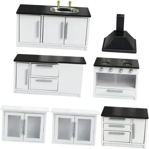 1 Set Mini House Kitchen Furniture Cabinet Gas Stove Accessories Dollhouse Decor for Photography Prop and Decoration