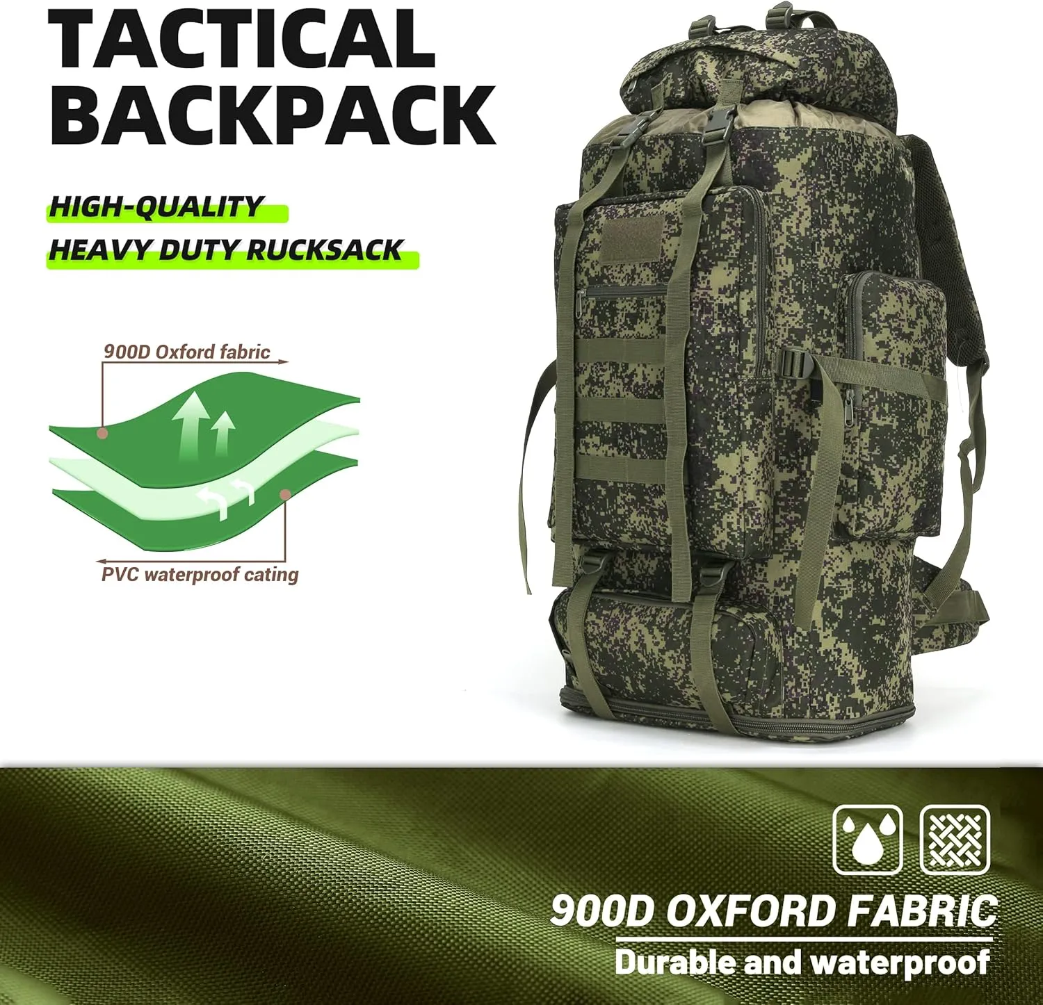 100L Camping Hiking Military Tactical Backpack Outdoor Climbing Sport Bags for Camping,Backpacking