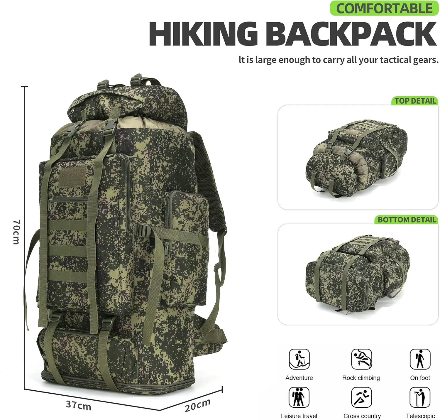 100L Camping Hiking Military Tactical Backpack Outdoor Climbing Sport Bags for Camping,Backpacking