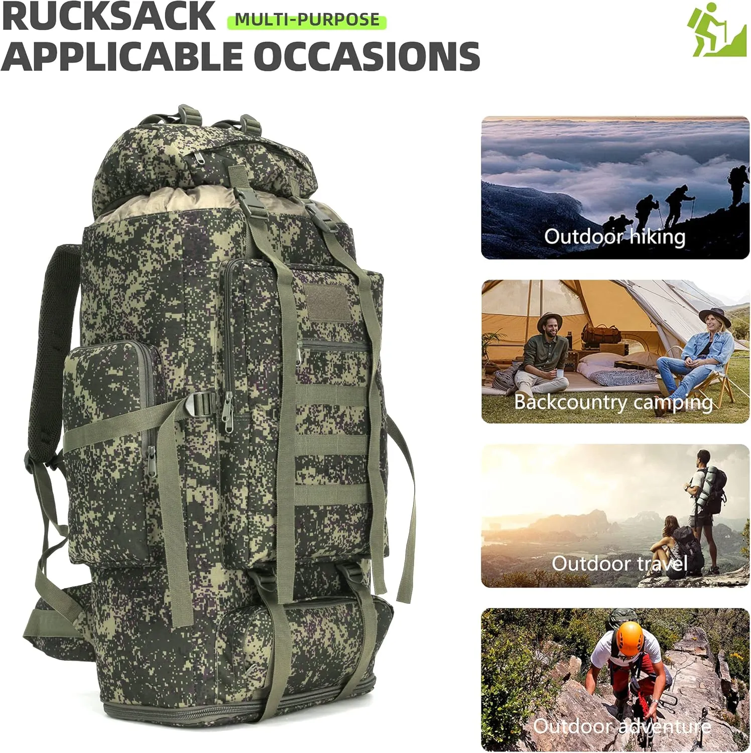100L Camping Hiking Military Tactical Backpack Outdoor Climbing Sport Bags for Camping,Backpacking
