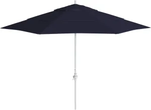 11-Foot Octagonal Outdoor Patio Umbrella Market Style with Adjustable Collar Tilt & Crank | Beautiful Synthetic Olefin Fiber Canopy Solid Pattern Navy Blue Color | Durable Matted White Center Pole