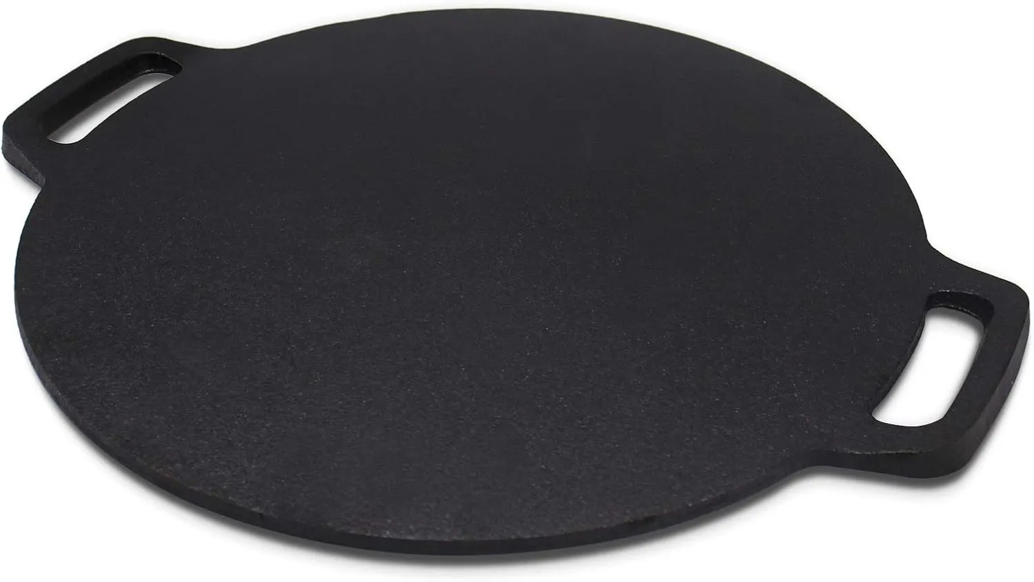 11-Inch Cast Iron Roti Tawa, Double Handled Cast Iron Crepe Pan for Dosa, Tortillas