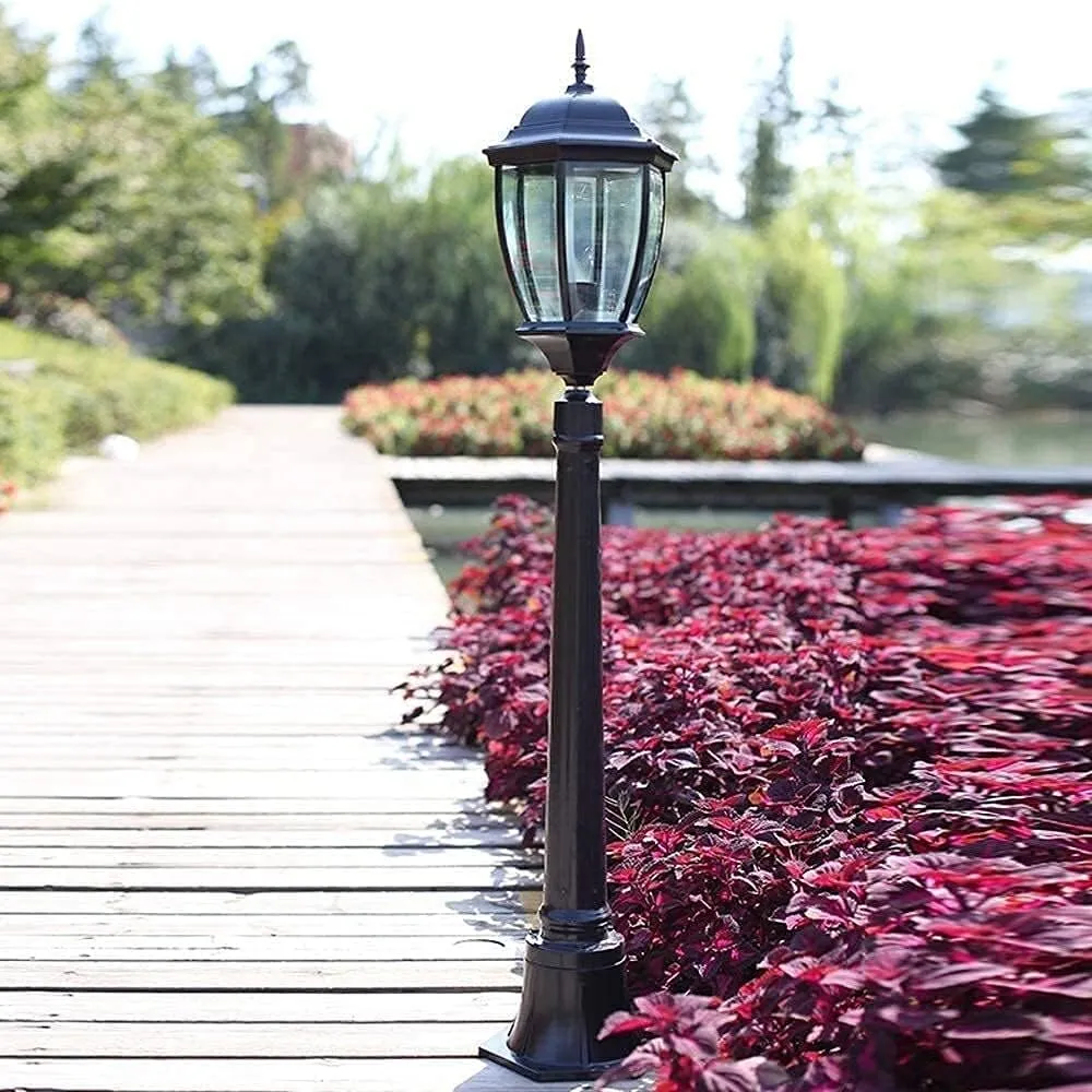 1.15M Pillar Lantern Style Outdoor Waterproof Lantern Post Traditional E27 Pillar Lights for Porch Walkway Pathway Courtyard Garden Stand Lamp(Color:Brass)