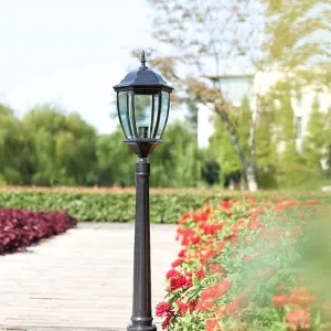 1.15M Pillar Lantern Style Outdoor Waterproof Lantern Post Traditional E27 Pillar Lights for Porch Walkway Pathway Courtyard Garden Stand Lamp(Color:Brass)