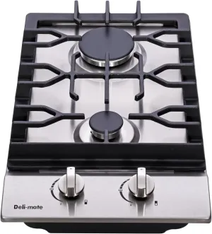 12" Gas Cooktop Dual Fuel 2 Sealed Burners Stainless Steel Drop-In Gas Stove DM223-SA01BZ Gas Hob