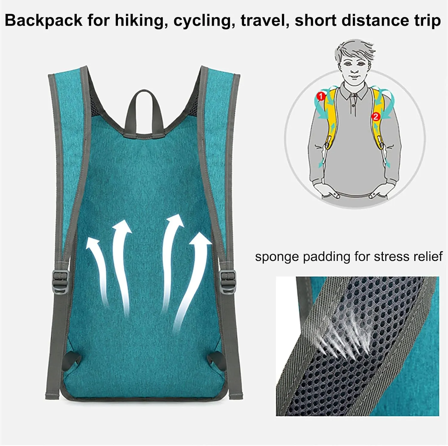 15L Hiking Backpack Foldable Ultralight Hiking Pack Small Travel Backpackfor Women Men(Green)