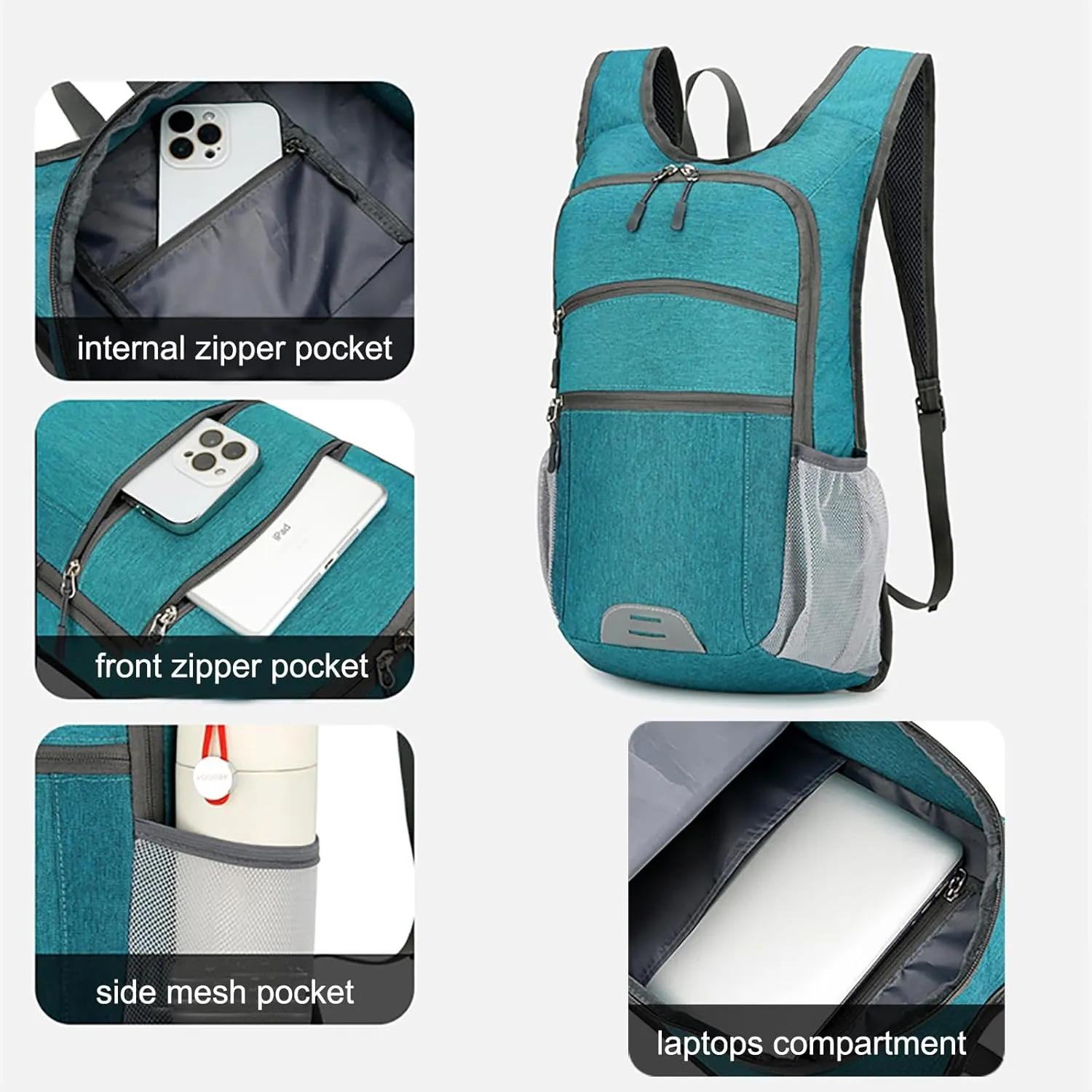 15L Hiking Backpack Foldable Ultralight Hiking Pack Small Travel Backpackfor Women Men(Green)