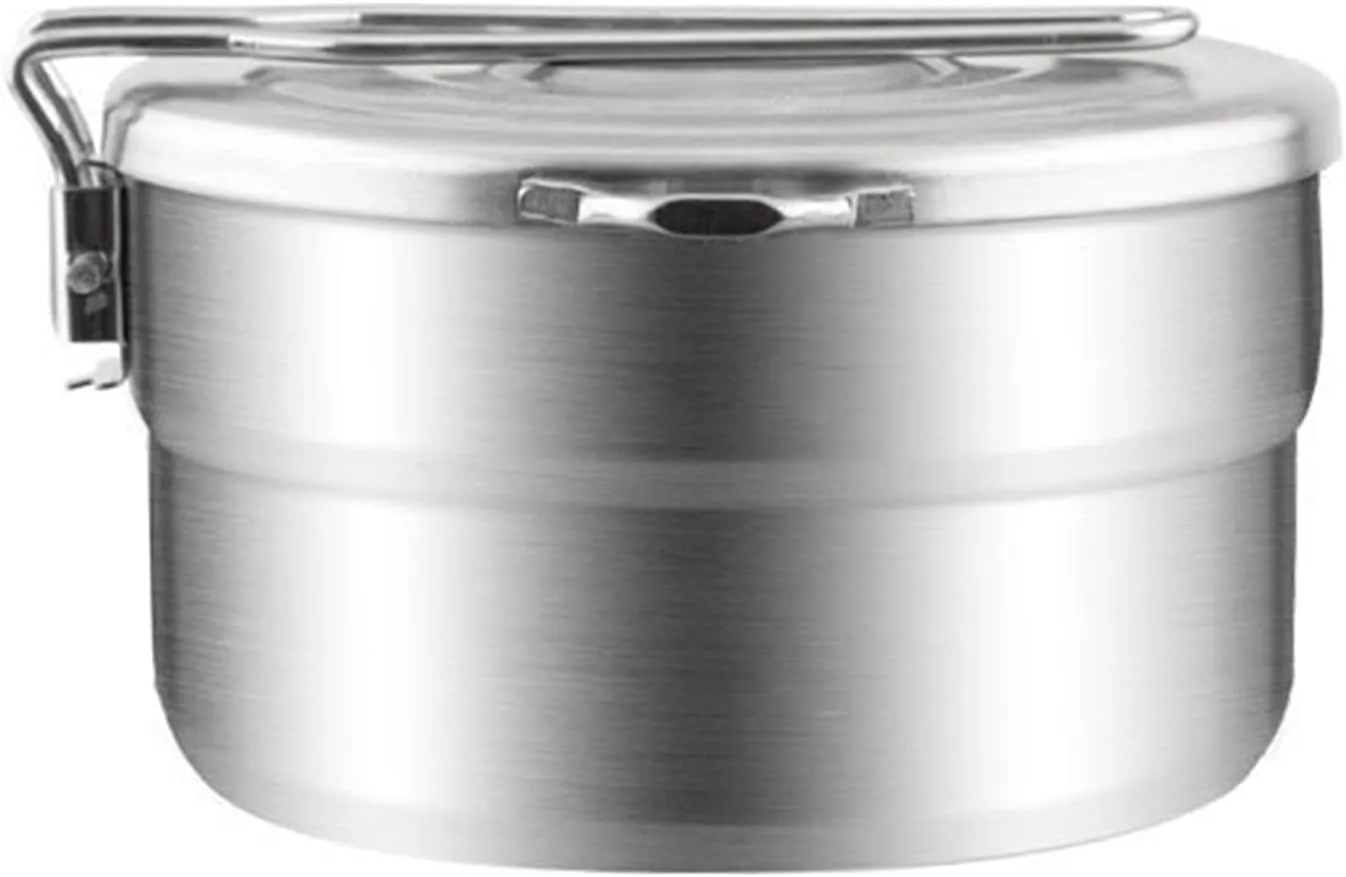 1.5L Stainless Steel Lunch Case with Storage Bag Camping Pot for Backpacking Hikiing Fishing