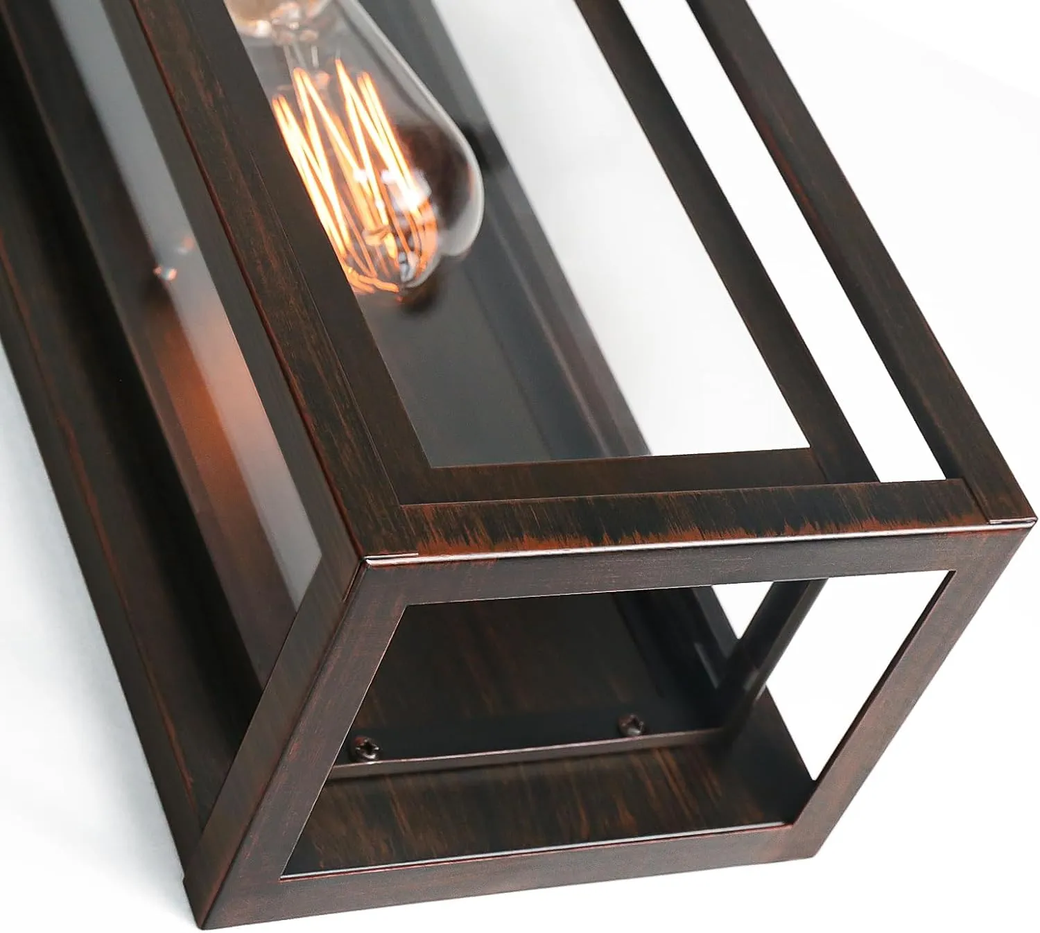 15" Large Outdoor Light Fixture Wall Mount, 2 Pack Distressed Brown Outdoor Sconce Lights, Modern Waterproof Exterior Porch Lights with Clear Glass Shade for Front Door, Garage