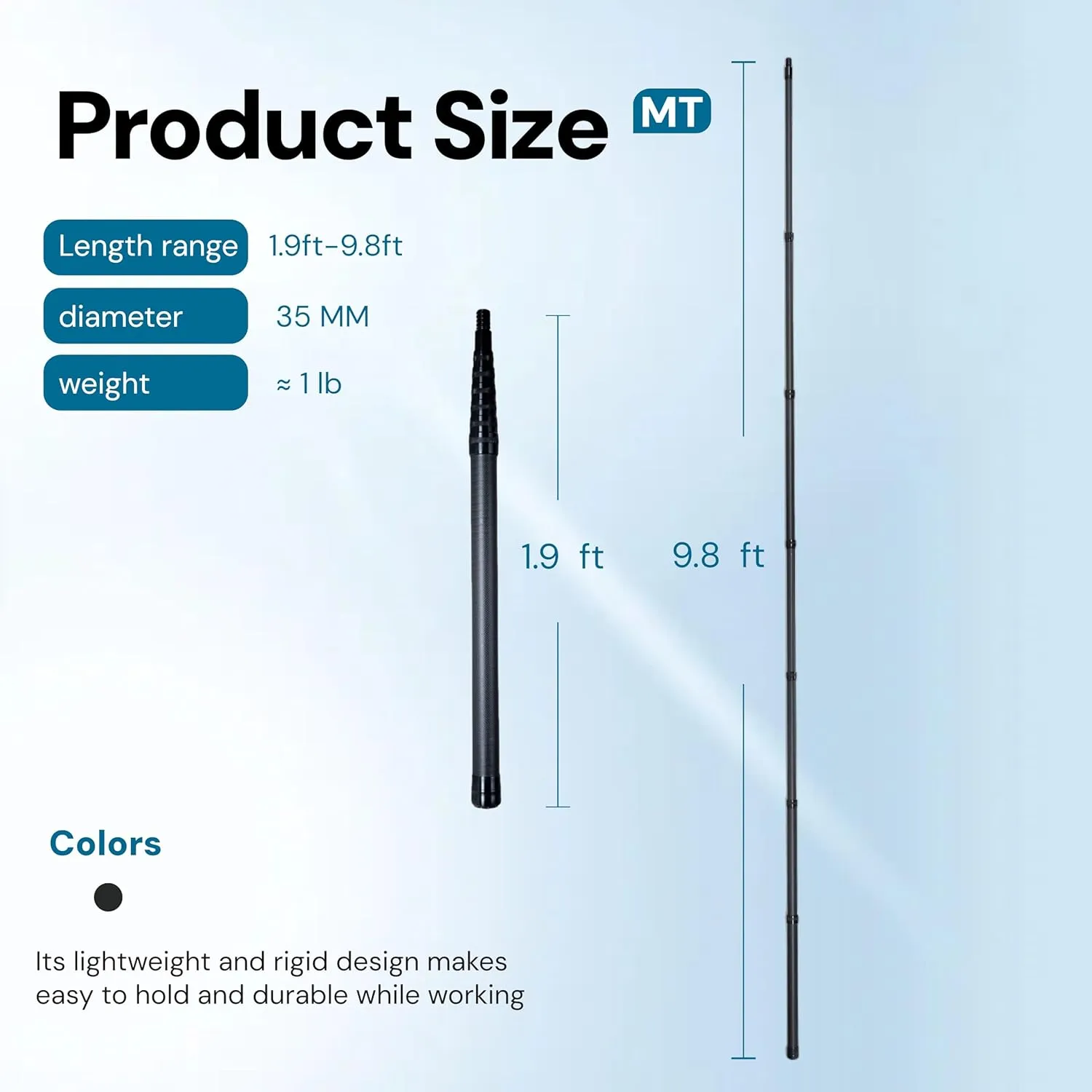 1.9 to 9.8ft Carbon Fiber Extension Pole. Multi-Purpose Pole with Universal Twist-on Metal Tip 、Paint Roller Extension Pole、Best Telescoping Pole for Cobweb Duster, Dusting and Window Cleaning