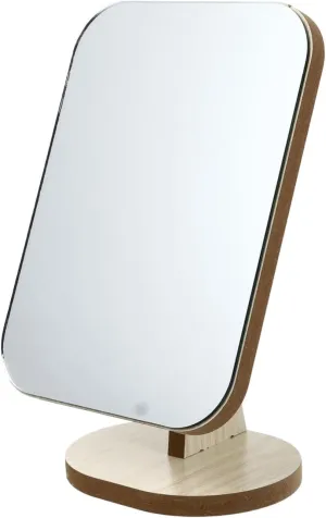 1Pc Wooden Tabletop Makeup Mirror Rotatable Vanity Mirror Movable Cosmetic Mirror for Desktop Use High Definition Surface for Bedroom Bathroom and Dressing Table
