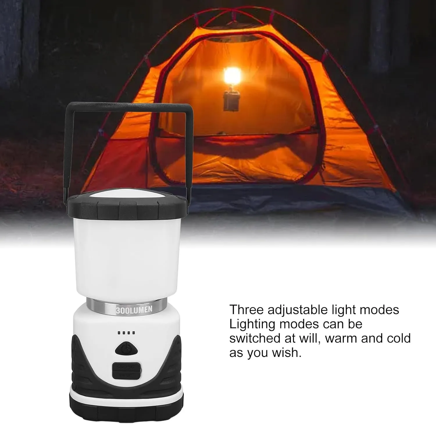 1PCS Portable Camping Lantern with High Brightness 300LM 3 Modes and IP65 for Hiking Camping,USB Rechargeable Tent Light, 6800mAh Battery Operated Lights
