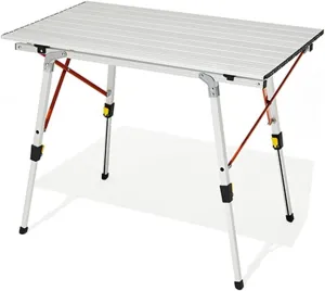 2-6 Person Stretchable Camping Table, Roll-Up Lightweight Picnic Table with Aluminum Tabletop & Carrying Bag, Portable Outdoor Folding Table for Hiking, Backpacking & Fishing (White)(White)