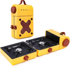 2 Burner Folding Camping Stove - Portable Propane Stove with Adjustable Burners, Perfect for Camping, Picnics, Outdoor Activities, and Emergency Use (16,000 BTU)