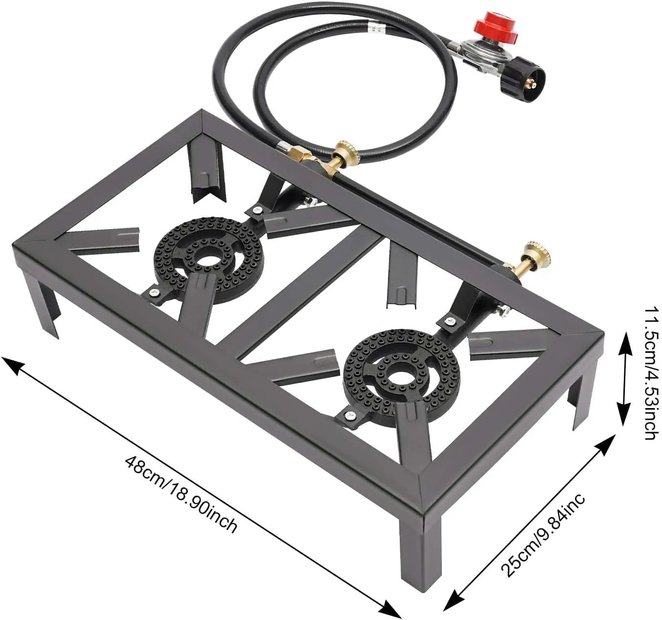 2 Burner Outdoor Propane Gas Stove High Pressure Stand Cooker w/0-20 PSI Regulator Hose for Backyard Cooking Camping Home Brewing Canning Turkey Fry