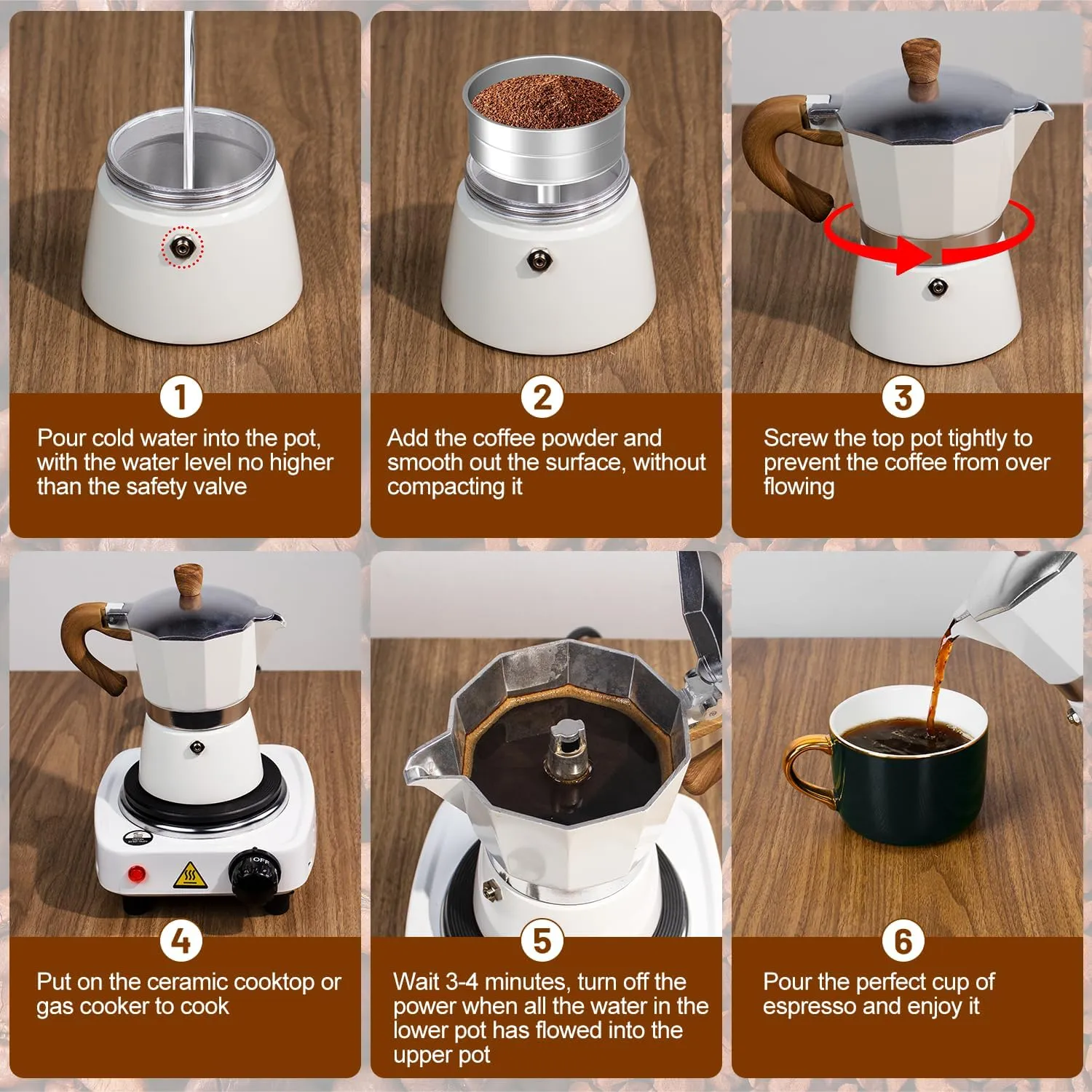 2-in-1 Moka Pot Espresso Set with Electric Stove 3 Cup Aluminum Stovetop Coffee Maker Percolator Italian Classic Mocha Coffee Machine for Italian and Cuban Cafe Brewing Portable Camping Travel