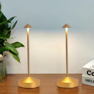 2 Pack Aluminum Cordless Table Lamp, 6000mAh Rechargeable Table Lamps, Portable Touch LED Lamp, Outdoor Waterproof Dimmable Cordless Rechargeable Table Lamps for Restaurant/Patio- Black (Gold)