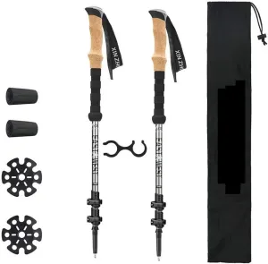 2 Pack Carbon Fiber Trekking Poles – Collapsible and Telescopic Walking Sticks with Natural Cork Handle and Extended EVA Grips, Ultralight Hiking Pole