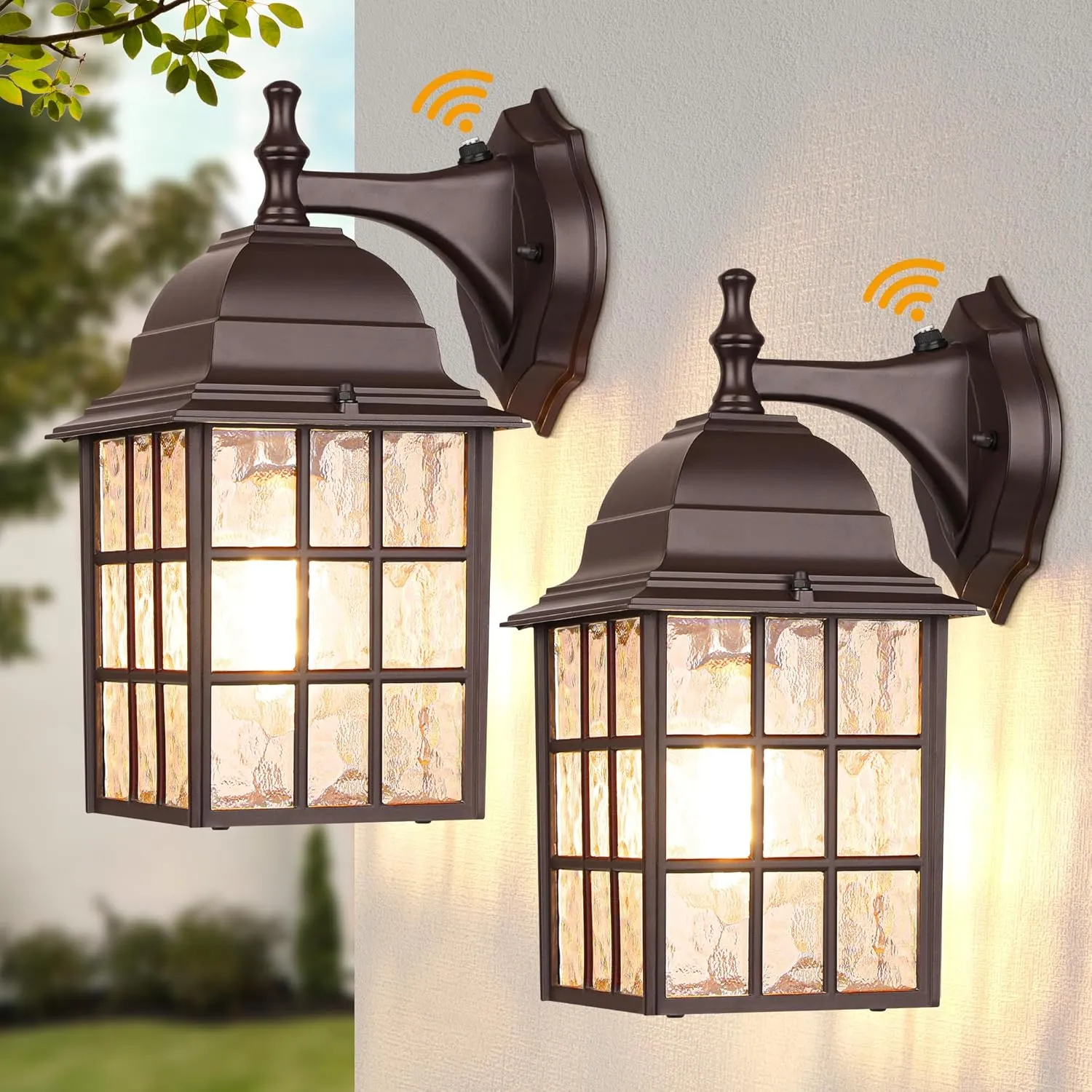 2-Pack Dusk to Dawn Outdoor Lights for House, Exterior Porch Light Fixtures Wall Mount with Photocell Sensor, Oil Rubbed Bronze Wall Lantern, Waterproof Outside Wall Sconce Lighting for Garage,Door