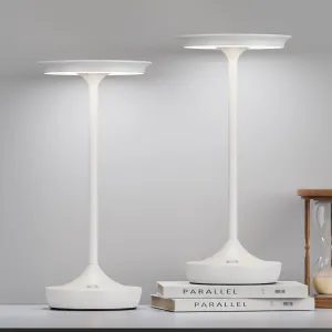 2 Pack LED Rechargeable Cordless Table Lamps, Portable Outdoor Battery Operated Table Light 3 Color Stepless Dimming Table Lamp with Memory Function for Patio Restaurant Dining Room White