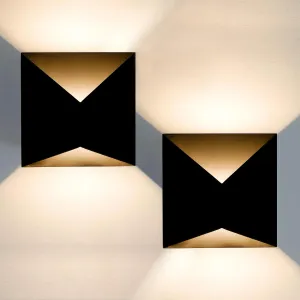 2-Pack Modern Outdoor Wall Lights, Black LED Exterior Wall Light Fixtures, Dimmable 10W 3000K Up Down Patio Porch Lights Wall Mount Outdoor Sconces for House Yard Hallway
