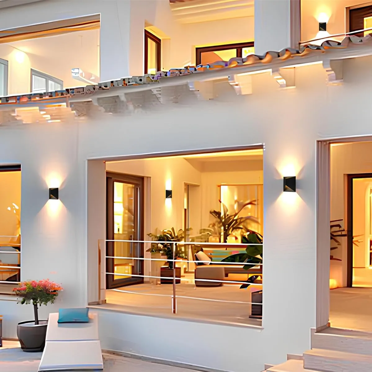 2-Pack Modern Outdoor Wall Lights, Black LED Exterior Wall Light Fixtures, Dimmable 10W 3000K Up Down Patio Porch Lights Wall Mount Outdoor Sconces for House Yard Hallway