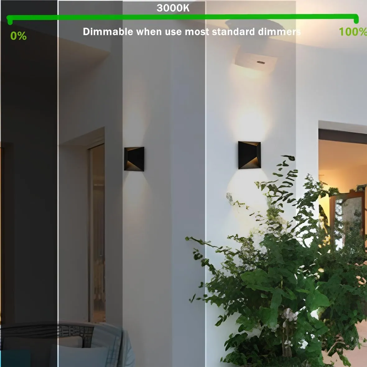 2-Pack Modern Outdoor Wall Lights, Black LED Exterior Wall Light Fixtures, Dimmable 10W 3000K Up Down Patio Porch Lights Wall Mount Outdoor Sconces for House Yard Hallway
