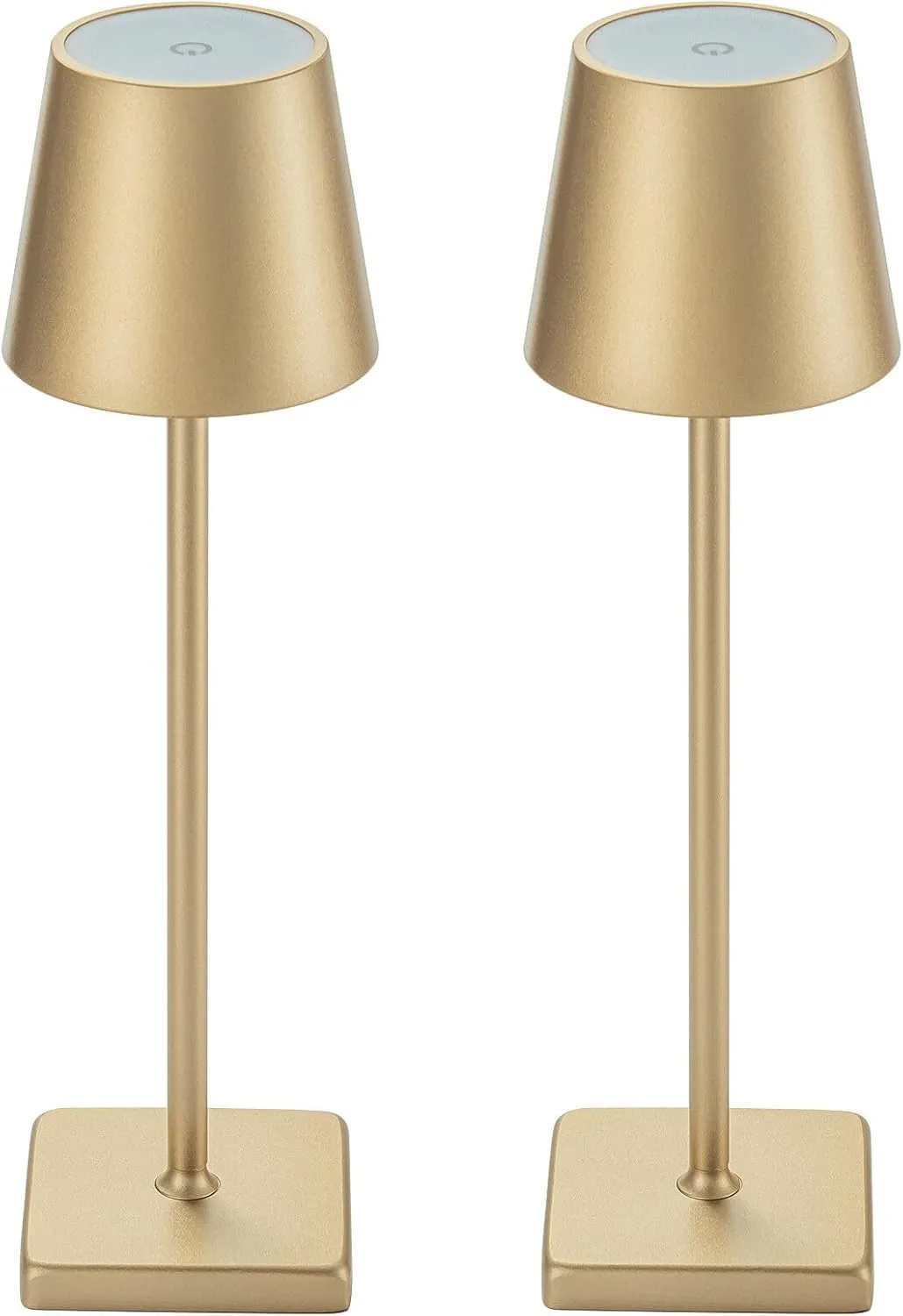 2 Pack Rechargeable Cordless Table Lamps, 5200mAh Battery Touch Table Light, Aluminum Shell Stepless Dimmable Portable LED Desk Lamp for Dinner/Restaurant/Outdoor Gold