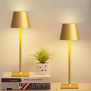 2 Pack Rechargeable Table Lamps Cordless Lamp - 6000mAh Battery Operated Touch Lamp Outdoor Table Lights Waterproof Wireless Portable Desk Lamp for Table Restaurant Bedroom Patio(Gold)