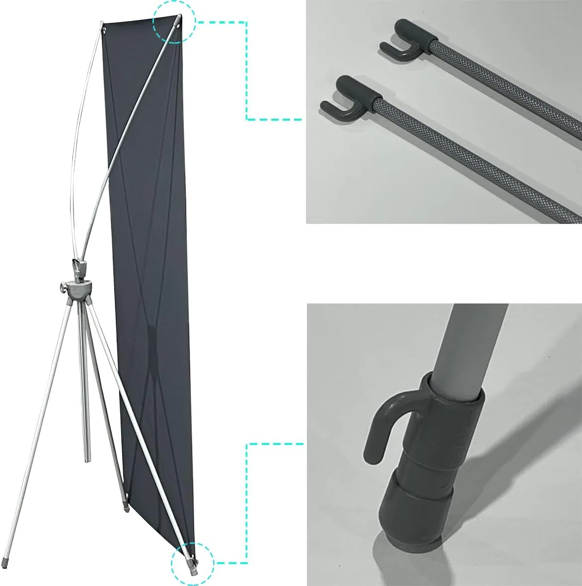 2 UNITS 24"x63" Premium X-Frame Banner Stand Display (STAND ONLY) with Carrying Bag