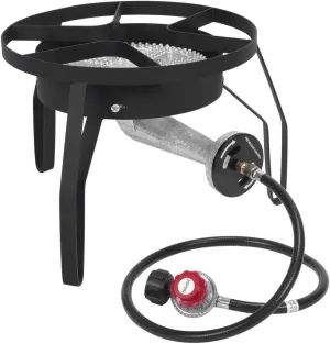 200,000 BTU Propane Camp Stove, High Pressure Single Burner Outdoor Gas Burner, Cast Iron, CSA Certified, Adjustable 0-20 PSI for Camping, Home Brewing, Tailgating