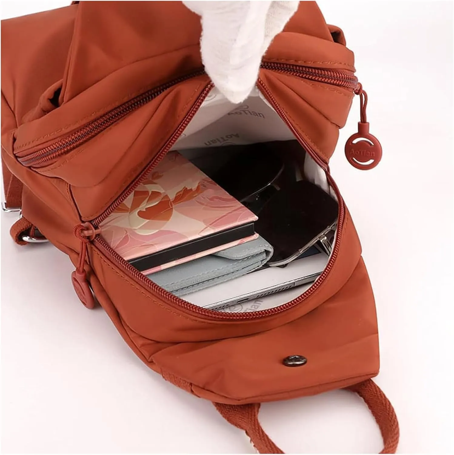 2025 Backpack Chest Bag Double Zipper Large Capacity, Multi-layer Versatile Waterproof Oxford Fabric, with Adjustable Strap (Khaki)