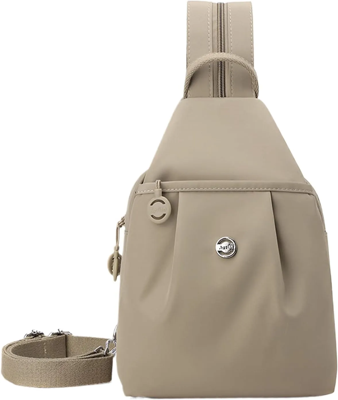 2025 Backpack Chest Bag Double Zipper Large Capacity, Multi-layer Versatile Waterproof Oxford Fabric, with Adjustable Strap (Khaki)
