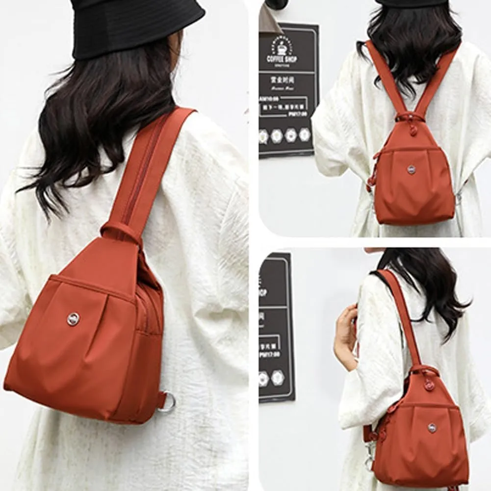 2025 Backpack Chest Bag Double Zipper Large Capacity, Multi-layer Versatile Waterproof Oxford Fabric, with Adjustable Strap (Khaki)