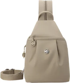 2025 Backpack Chest Bag Double Zipper Large Capacity, Multi-layer Versatile Waterproof Oxford Fabric, with Adjustable Strap (Khaki)