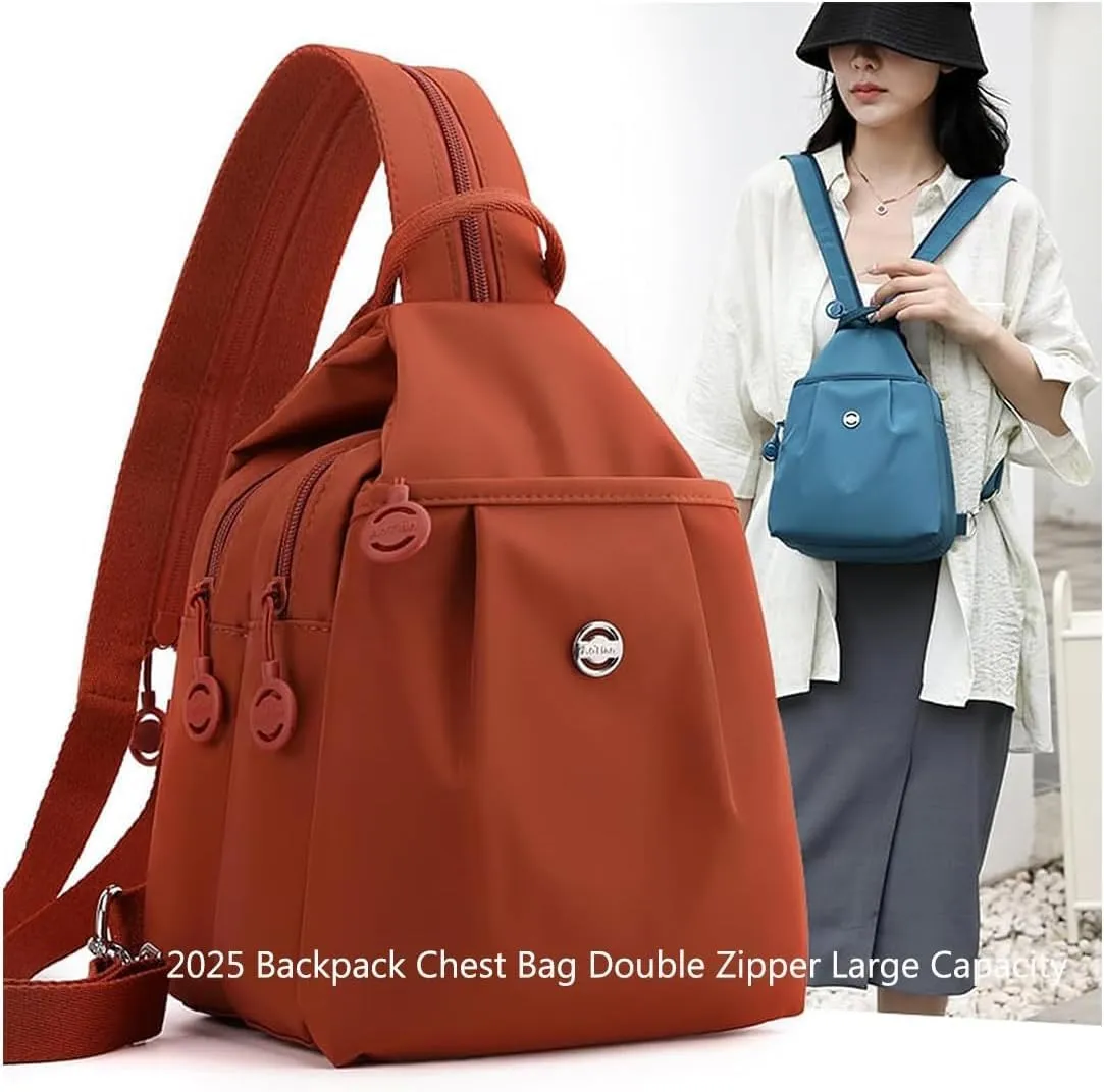 2025 Backpack Chest Bag Double Zipper Large Capacity, Vovtva Bag, Vovtv Street Lite Chic Versatile Travel Bags (1, Beige)