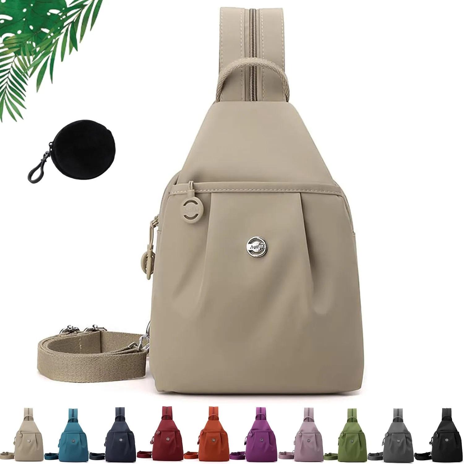 2025 Backpack Chest Bag Double Zipper Large Capacity,Multifunctional Waterproof & Anti-Theft Crossbody Bag for Unisex (Light Khaki)
