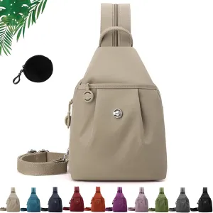 2025 Backpack Chest Bag Double Zipper Large Capacity,Multifunctional Waterproof & Anti-Theft Crossbody Bag for Unisex (Light Khaki)