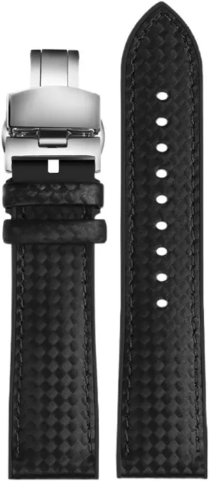 20mm 22mm 23mm 24mm Mens Watch Band Carbon Fibre Watch Strap   Rubber Bottom Stainless Steel Clasp Watchband Fit For Fit For Blancpain