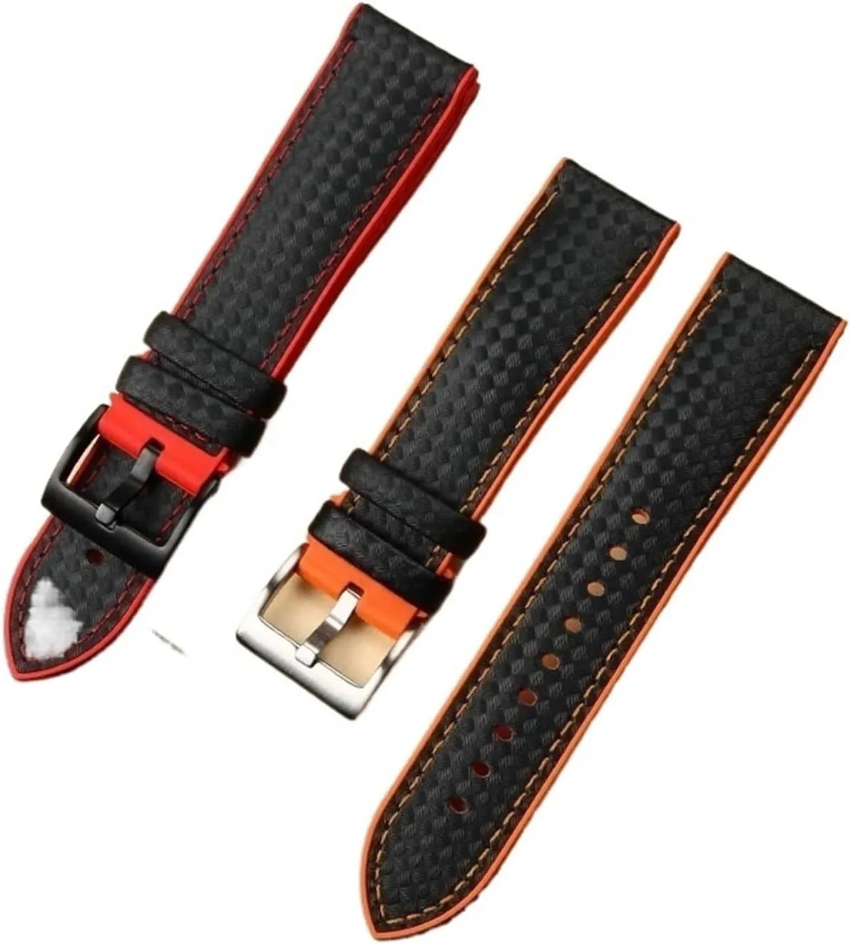 20mm 22mm 23mm 24mm Mens Watch Band Carbon Fibre Watch Strap   Rubber Bottom Stainless Steel Clasp Watchband Fit For Fit For Blancpain