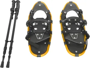 21/25 Inch Aluminum Snowshoes with Adjuatable Trekking Poles, Carrying Bag, Light Weight Women Men Youth Kids Snow Shoes for Mountaineering