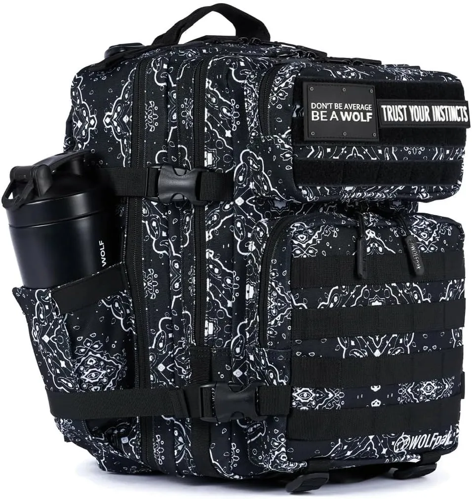 25 L BackPack (Black Bandana) Molle Bag, Backpack for Men and Women, Day Travel