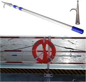 26 Ft Adjustable Boat Push Pole with Metal Mooring Hook - Heavy Duty 8M Boat Handling Tool for Easy Docking and Secure Mooring - Ideal for Commercial and Recreational Use