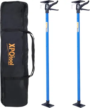 2Pack Adjustable Support Pole, Steel 3rd Hand Support System, Support Rod for Jacks Cargo Bars Drywalls, Cabinet Jacks for Installing Cabinets, Extends from 45 to 114 Inch, with carrry bag, Blue