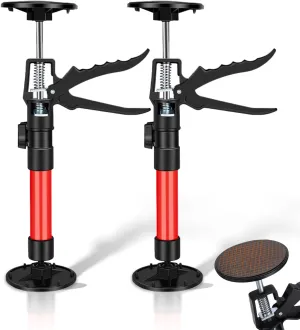 2Pack Cabinet Jacks for Installing Cabinets, Adjustable Support Pole 12" to 24" Premium Steel Support Rod, Third Hand Tool for Installation for Drywall Jack& Cargo Bars, 132 LB Capacity