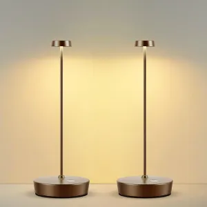 2Pack Cordless LED Table Lamp，Rechargeable Battery Operated Table Light, 3 Color Stepless Dimmable Table Lamp, Portable Table Light for Outdoor/Restaurants/Patio