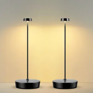 2Pack Cordless LED Table Lamp，Rechargeable Battery Operated Table Light, 3 Color Stepless Dimmable Table Lamp, Portable Table Light for Outdoor/Restaurants/Patio