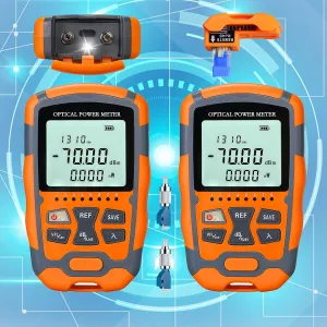 2pcs 4 in 1 Function VFL-10 Visual Fault Locator & OPM Portable Optical Power Meter (FC/SC/ST) & RJ45 Network Test & LED Lighting, Portable Fiber Optic Tester, Range: (-70) dBm ~ ( 10) dBm