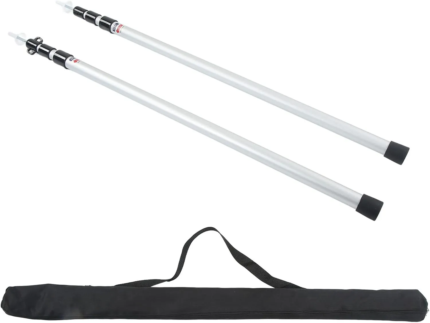 2Pcs Camping Tent Pole, Aluminum Alloy Adjustable 95 to 235cm Telescopic Canopy Supporting Rods with Storage Bag for Hiking Backpacking